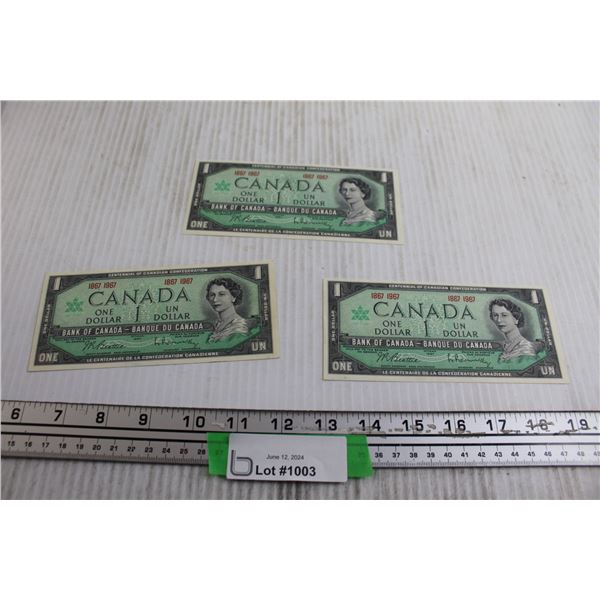 (3) Canadian 1967 $1 Bills