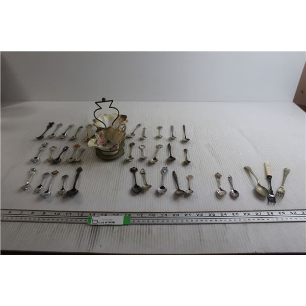 (32) Souvenir Spoons, Cream and Sugar Set