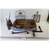 Image 1 : Vintage Hand Tools - Metal Wall Hanging Basket - Oiler Can - Grease Tool - Mixing Paddle