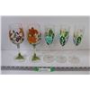 Image 1 : (5) Hand painted Glasses: 2 - Wines & 3 - Champagne Flutes