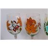 Image 2 : (5) Hand painted Glasses: 2 - Wines & 3 - Champagne Flutes