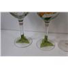 Image 4 : (5) Hand painted Glasses: 2 - Wines & 3 - Champagne Flutes