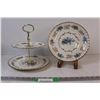 Image 1 : (2) Avon Chinaware: 2-Tiered Tidbit Tray & Pedestal Plate - Both With Gold Gilt Decoration