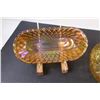 Image 3 : (3) 2 - 1970's Carnival Glass Pieces & Amber Star Burst Bowl