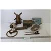 Image 1 : Vintage Items - Towel Holder - Thermometer - Tabacco Tins - Scribe - Hand Air Pumps - Hand Grinder