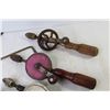 Image 2 : (3) Vintage Items - Hand Drills - Wooden Spoke Shaver/Sharpener - Punches - Misc. Items