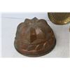 Image 2 : Vintage Copper Jello Mould - Brass Strainer - Brass Trinket Dish