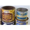 Image 2 : (7) Vintage Tins - CO-OP Peanut - Climax Jam - Manitoba Honey - Boston's Tea - Toffee Tins