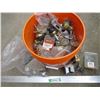 Image 1 : Pail Of Misc. Shop Items - Casters, Staples, Bolts, Self Tapping Screws, Springs etc.