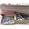 Image 2 : Box of Misc. Shop Items - Nails, Sandpaper, Bolts, Screws, J-Roller, Electrical Plugs/Plates etc.