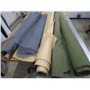 Image 6 : Partial Roll Beige Vinyl w/Underlay, Heavy Woven Green Fabric, Window Screen