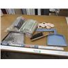 Image 1 : Counter Broom, Door Sweep, Edging Fabric Strips, Metal Pig Hanger & Dust Pans