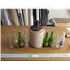 Image 1 : Broken Stoneware Jug & (8) Soda Bottles - Squirt, Stubby, Coca-Cola, 7-Upo, Sun Crest