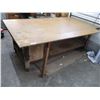 Image 1 : Angle Iron Frame Wooden Work Bench On Casters w/Extension (8'x4' w 8" Drop Leaf)