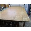 Image 2 : Angle Iron Frame Wooden Work Bench On Casters w/Extension (8'x4' w 8" Drop Leaf)