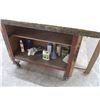 Image 3 : Angle Iron Frame Wooden Work Bench On Casters w/Extension (8'x4' w 8" Drop Leaf)