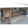 Image 4 : Angle Iron Frame Wooden Work Bench On Casters w/Extension (8'x4' w 8" Drop Leaf)