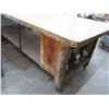 Image 6 : Angle Iron Frame Wooden Work Bench On Casters w/Extension (8'x4' w 8" Drop Leaf)
