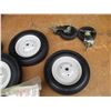 Image 2 : (2  Sets ) Steel Wheel Solid Rubber Tire Cart/Dolly Wheels w/Casters & Round Bar Axels