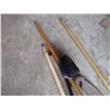 Image 4 : Shop Push Broom, Sickle Blade, Wash Wand 1" Dowel, Broom Handle, Shop Squeegee & Pitch Fork