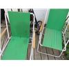 Image 2 : (2) Vintage Folding Lawn Chairs & (2) Golf Bag Caddies w/Golf Shoes of Unknown Size