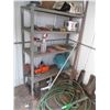 Image 1 : Metal Shelf w/Contents - Dana Safety Catalytic Heater, Garden Hand Tools, Small Swede Saw, Hedge Tri