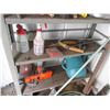 Image 3 : Metal Shelf w/Contents - Dana Safety Catalytic Heater, Garden Hand Tools, Small Swede Saw, Hedge Tri