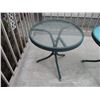 Image 2 : (2 pc) Round Patio End Tables w/Glass Tops