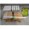 Image 1 : (4) Wooden Patio Tables  (two Folding) & Kids Folding Lawn Chair