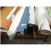 Image 2 : (5) Partial Rolls Upholstery Material - Tan, Blue, Brown Vinyl