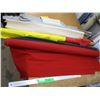 Image 1 : (5) Partial Rolls Upholstery Material - Red Woven, Red/Yellow Rubberized, Blue & Grey Vinyl