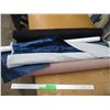 Image 1 : (5) Partial Rolls Upholstery Material - Brown Woven, Blue, Black Vinyl,