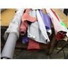 Image 2 : (5) Partial Rolls Upholstery Material - Purple Vinyl, Rose Cloth, Grey Vinyl etc.