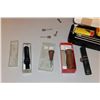 Image 2 : Vintage Gun Rack w/ Locking Drawer (No Key Found), Duck Calls, Universal Gun Cleaning Kit, (4) Keys 