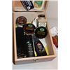 Image 3 : Vintage Amcrest Shoe Shine Box w/Polishes, Brush etc.
