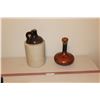 Vintage Stoneware Jug & Leather Covered Alcohol Decanter - Made in Italy