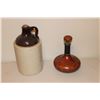Image 2 : Vintage Stoneware Jug & Leather Covered Alcohol Decanter - Made in Italy