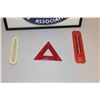 Image 2 : Framed Dominion Automobile Association Decal (14"x12", Un-Used), (2) Vintage Thermometers & "Four Wh