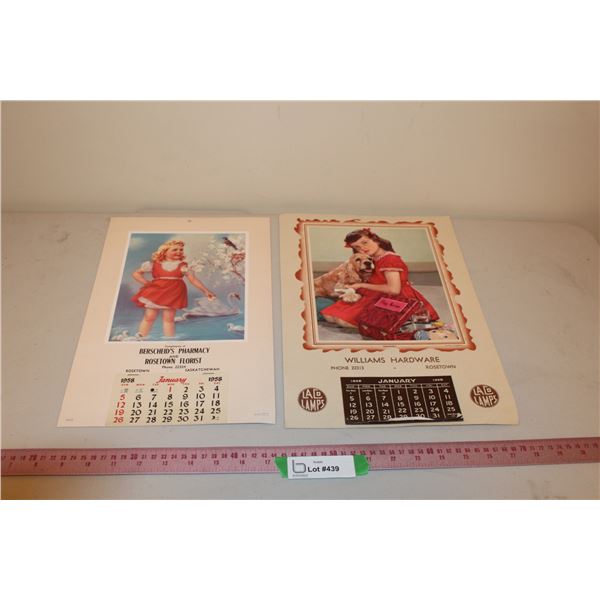 (2) 1958 Calendars