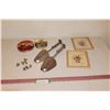 (2) Vintage Tins, Shoe Stretchers, Custom Jewelry & (2) Pictures (5.5"x6.5")
