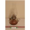 Image 1 : Clear Glass Kerosene Lamp w/Etching Design - 13"x7"