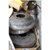 Image 4 : Various Antique/Vintage Automobile Parts - Pistons, Steering Wheel, Brake Drums, Rods, Heater etc.