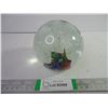 Image 1 : Art Glass Paperweight with Clear Bubble Flower