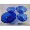 Image 1 : (3) Vintage Pyrex Cobalt Blue Bowls and (1) Cobalt Blue Salad Bowl