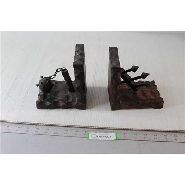 Viking Wood Book Ends
