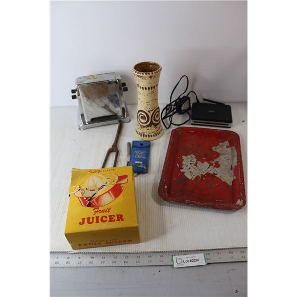D-Link Router, Tin Tray, Vase, Misc.