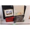 Image 1 : (4) Misc. Lot: 2 - Throw Pillows; Insulated Lunch Bag; Framed Photo