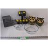 Image 1 : (7+) Misc. Lot: 2 - Ceramic Owl Planters; Computer Desk Caddies; Glass Dishes