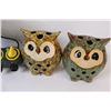 Image 3 : (7+) Misc. Lot: 2 - Ceramic Owl Planters; Computer Desk Caddies; Glass Dishes
