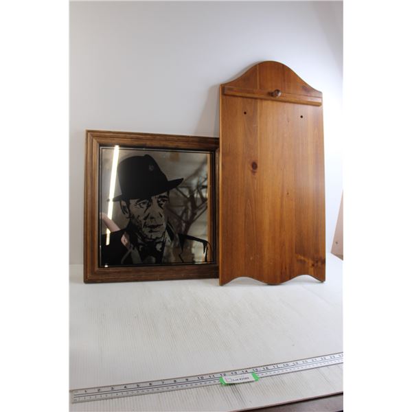 Humphrey Bogart Mirror - 19" x 19", Wooden Bulletin Board - 14 3/4" x 30 1/4"